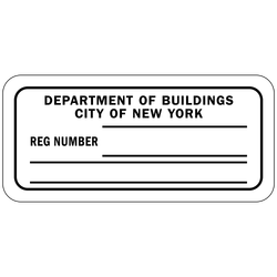 DB-152 Department of Buildings Registration Number (fill-in)